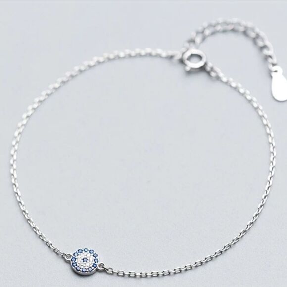 925 Silver Blue Eye Bracelet - Picture 1 of 5